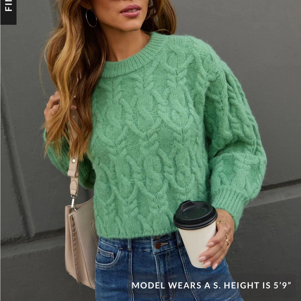 Vici Green Cable Knit Sweater